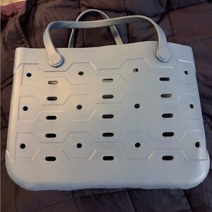 Light Blue Perforated Tote Bag with Double Handles